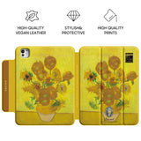 Fifteen Sunflowers in a Vase - Leather Magnetic iPad Case
