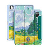 Wheat Field with Cypresses - Leather Magnetic iPad Case