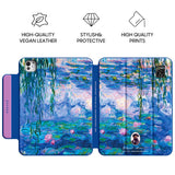 Blue Water Lilies and Willow - Leather Magnetic iPad Case