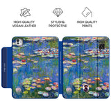 Water Lilies (Blue) - Leather Magnetic iPad Case
