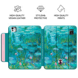 Water Lilies (Turquoise) - Leather Magnetic iPad Case