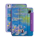 Water Lilies (Purple) - Leather Magnetic iPad Case