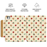 Holly＆Poinsettia - Leather Magnetic iPad Case